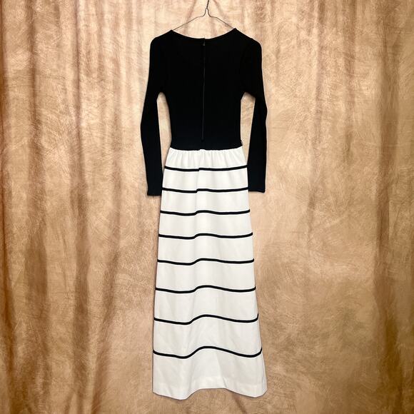 Vintage 70s Ayres Unlimited Two Tone Ribbed Geometric Print Maxi Dress Mod Retro - Picture 9 of 13